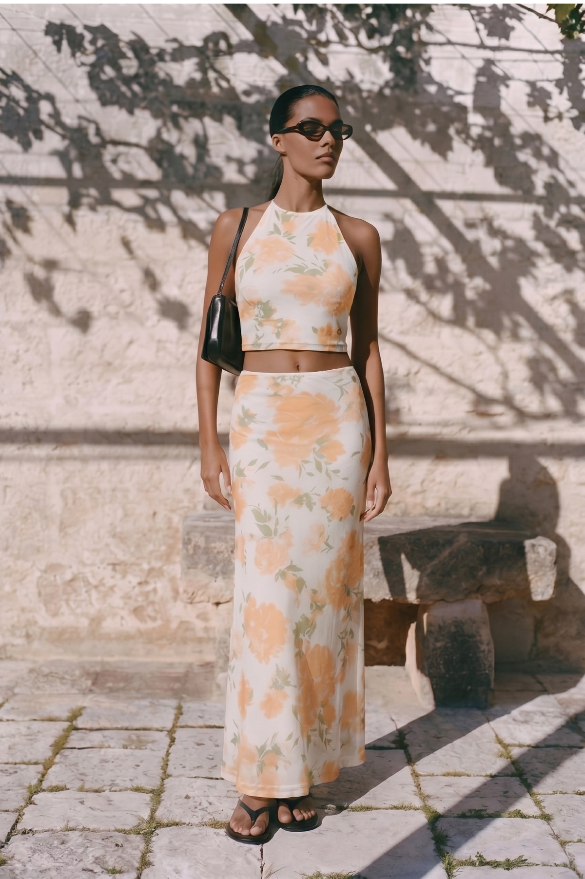 Maxi Skirt Floral Mesh - Vanilla Custard