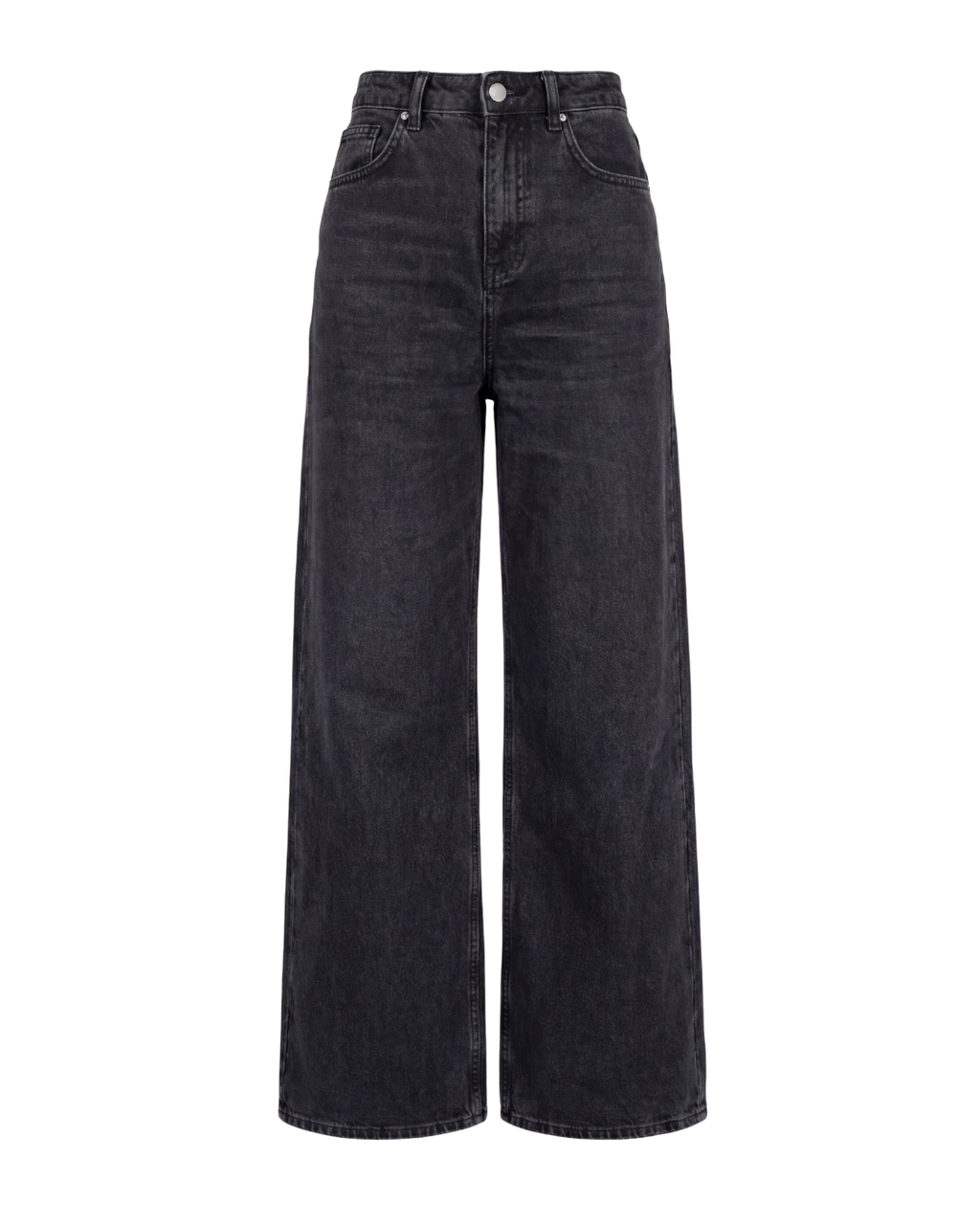 Wide Leg Jeans - Washed Black