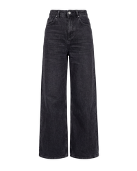 Wide Leg Jeans - Washed Black