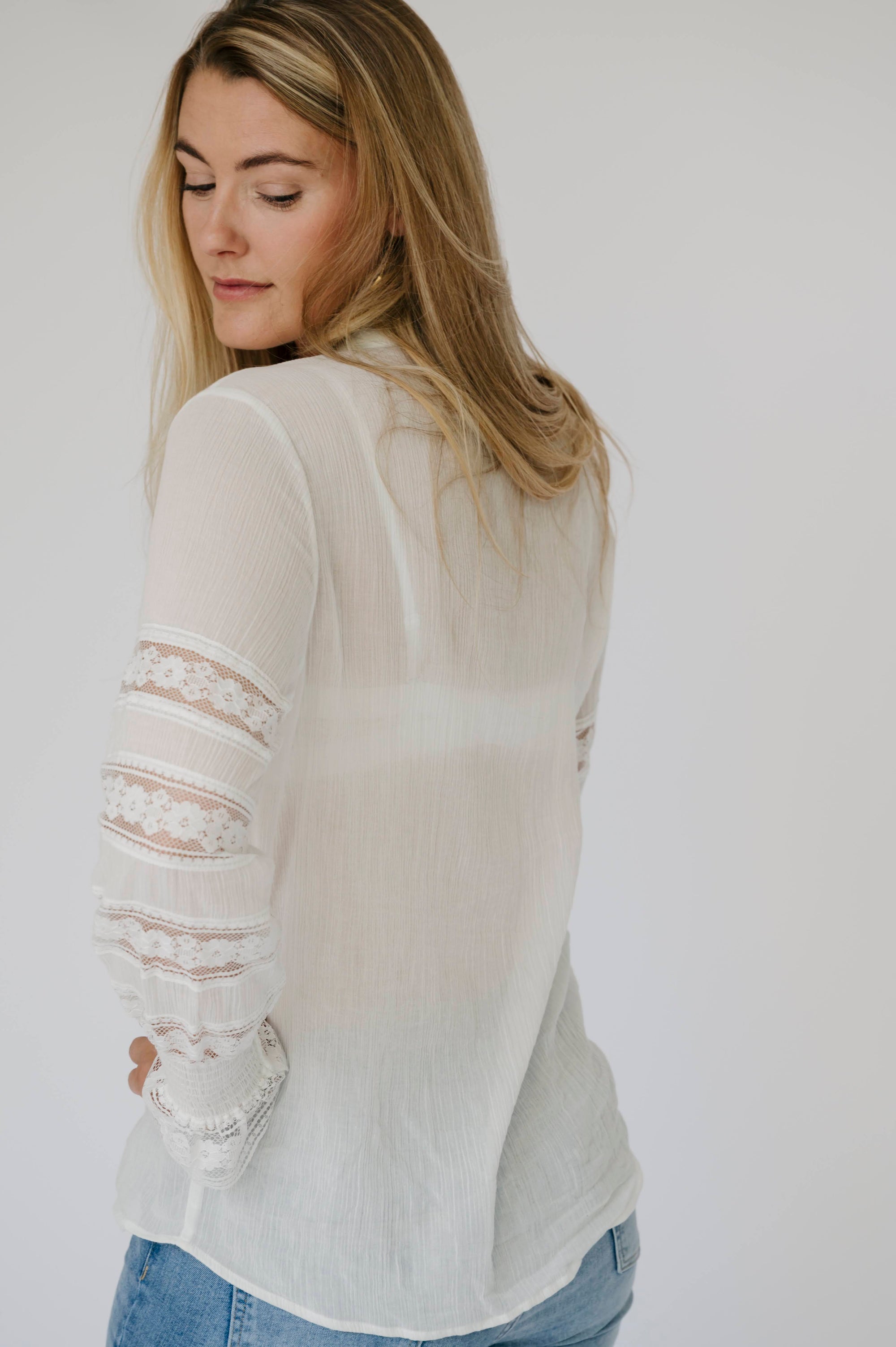 Laced Up Blouse - Seashell
