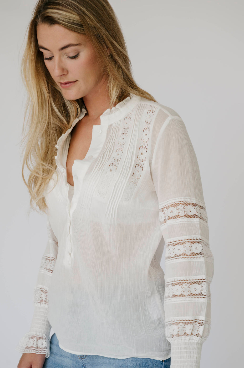 Laced Up Blouse - Seashell