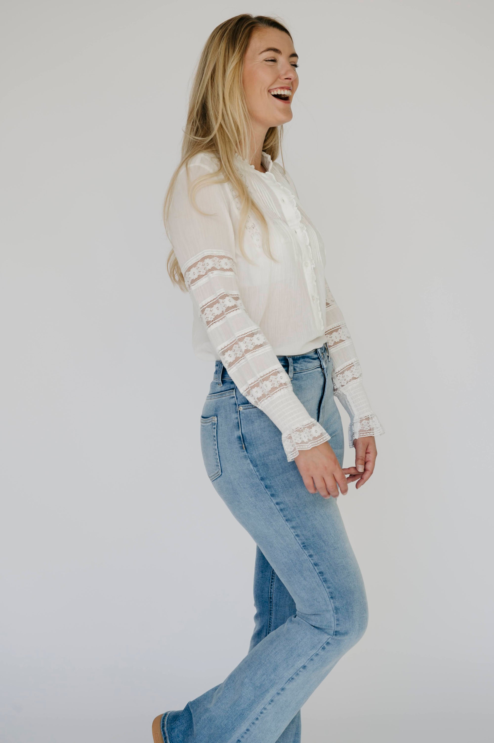 Laced Up Blouse - Seashell