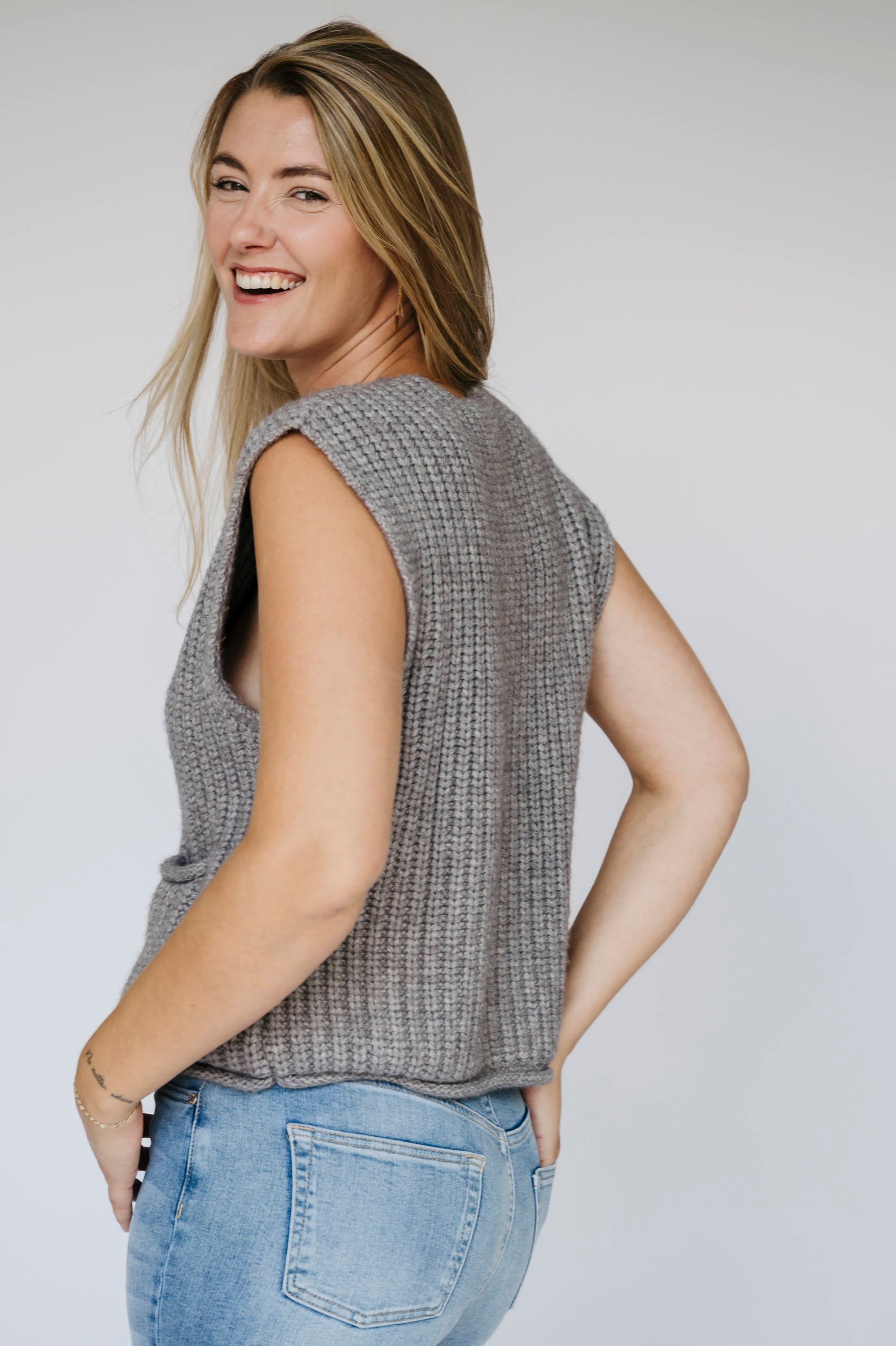 The Bold Button Gilet - Ash Grey