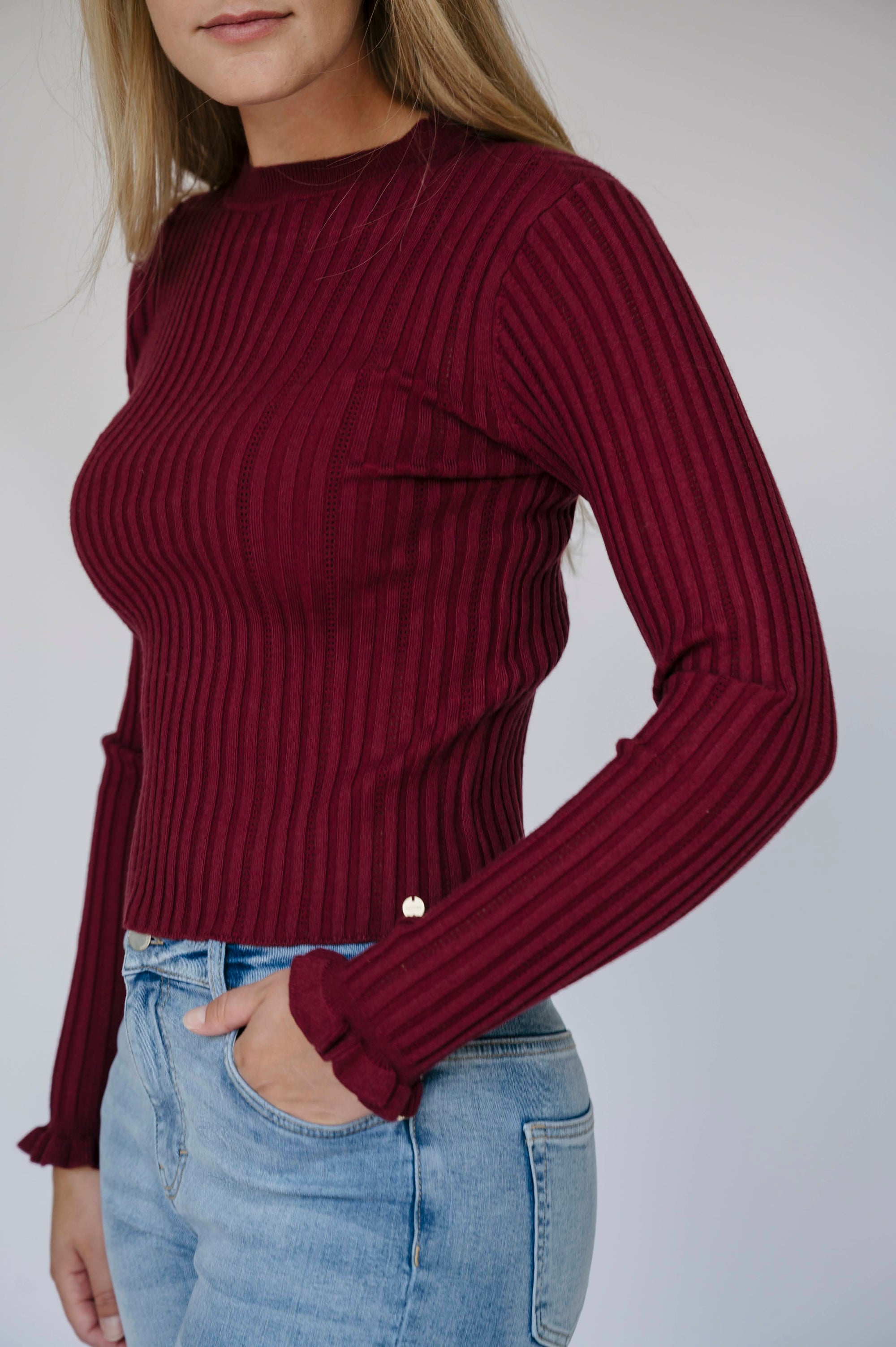 Statement Sleeve Knit - Ruby Red