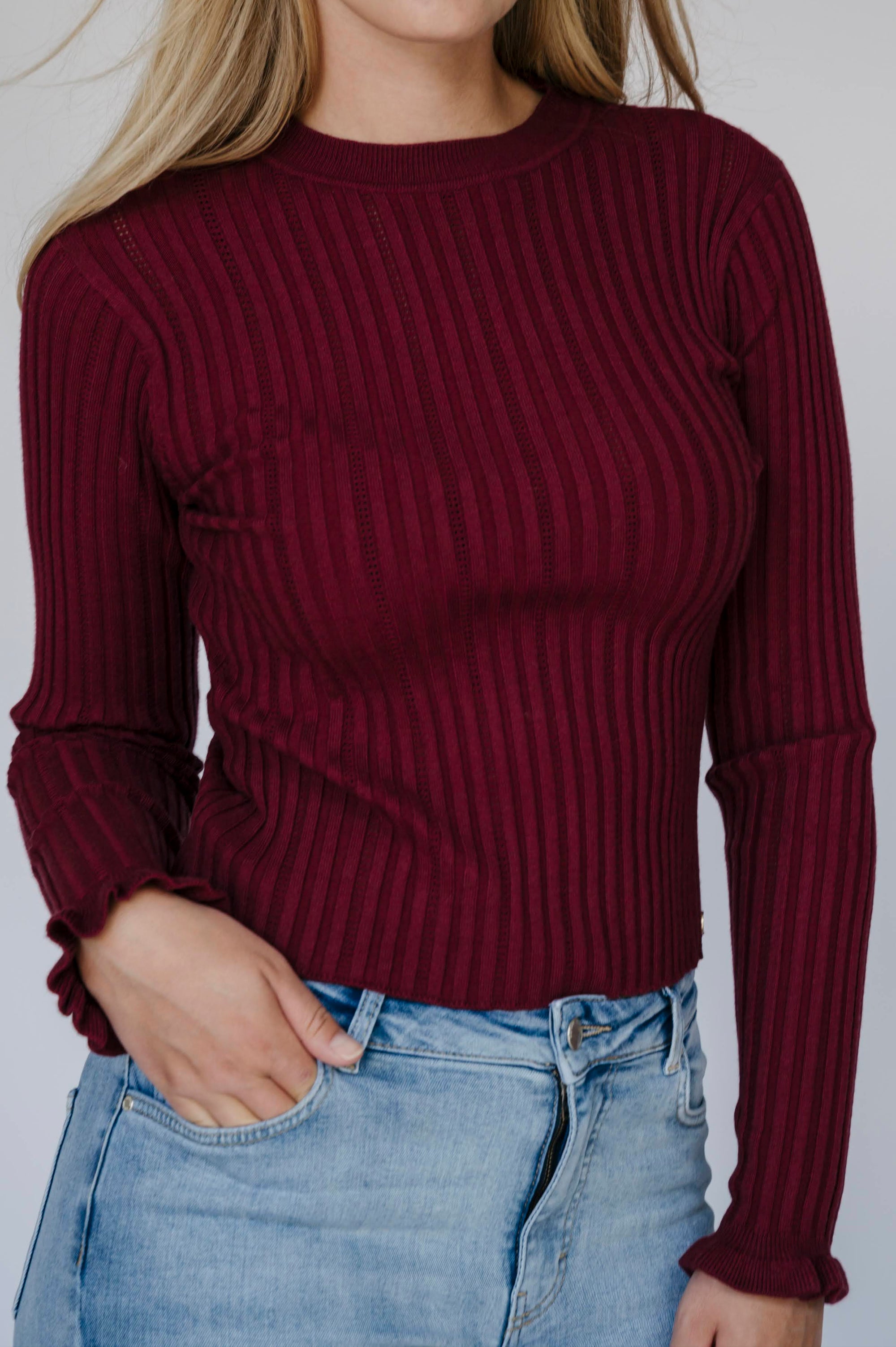 Statement Sleeve Knit - Ruby Red