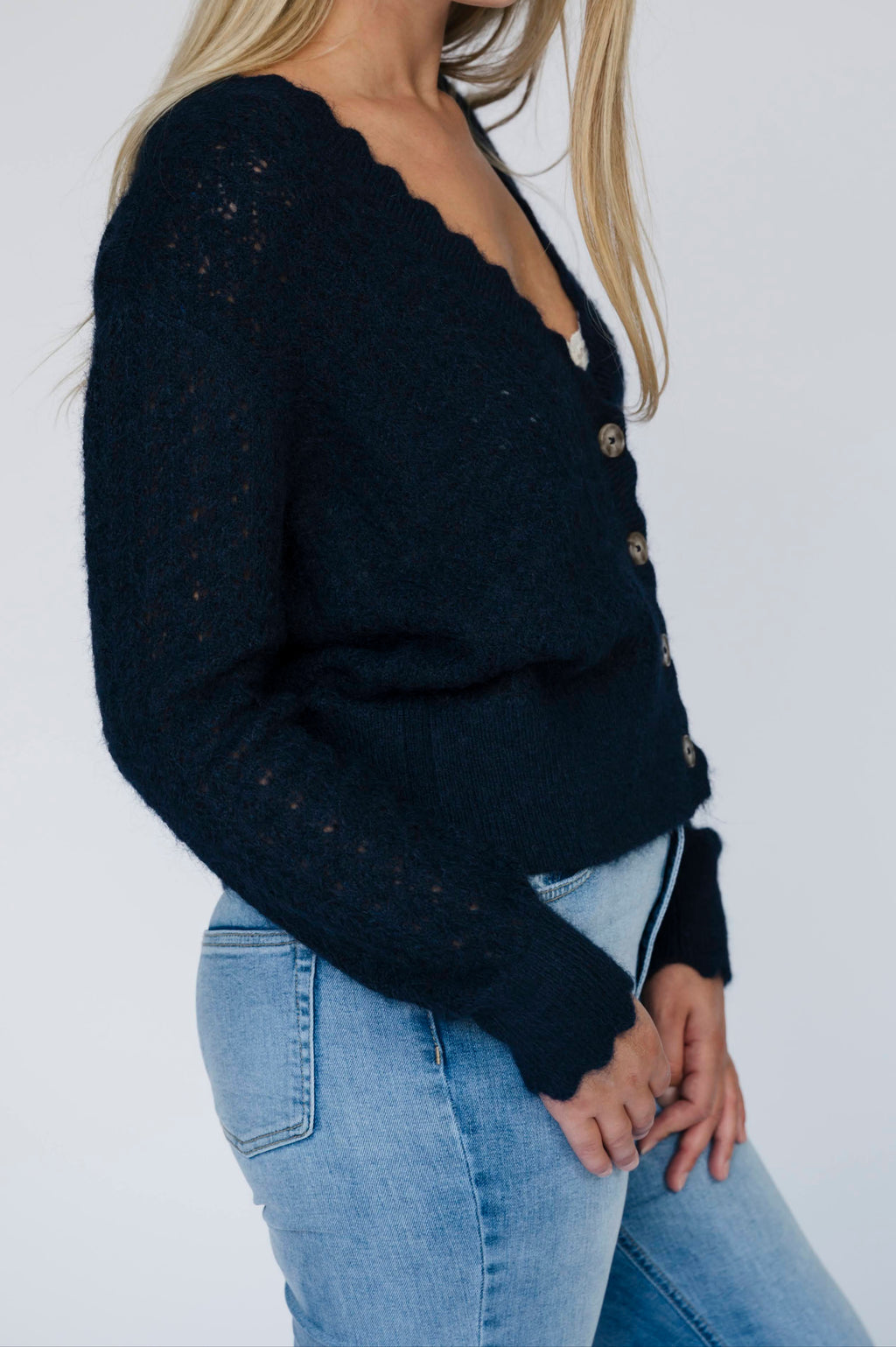 Laced in V Cardigan - Blue