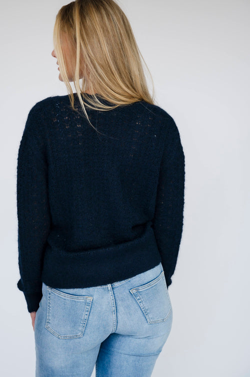 Laced in V Cardigan - Blue