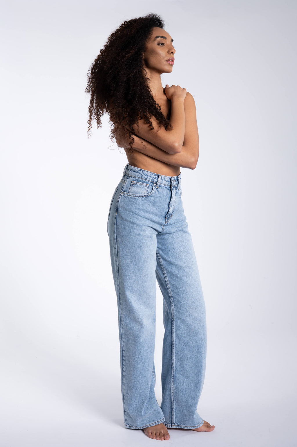 Wide Leg Jeans - Rinsed Light Blue