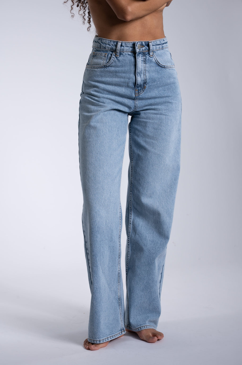 Wide Leg Jeans - Rinsed Light Blue