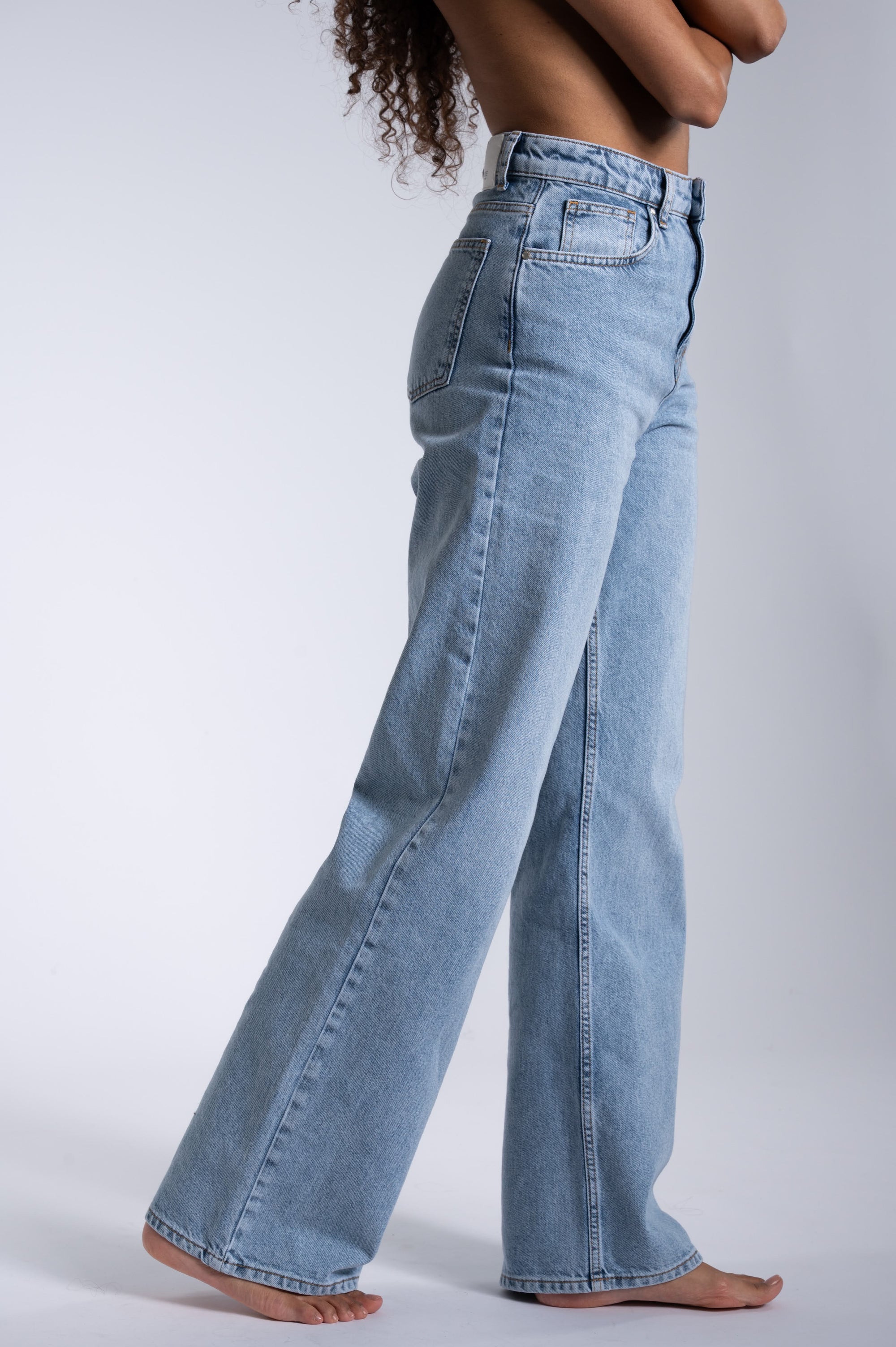 Wide Leg Jeans - Rinsed Light Blue