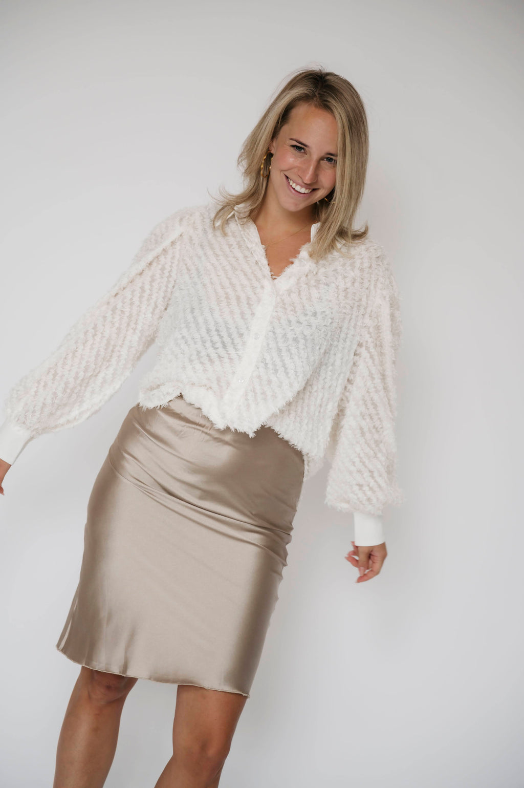Stacey Satin Rok Beige