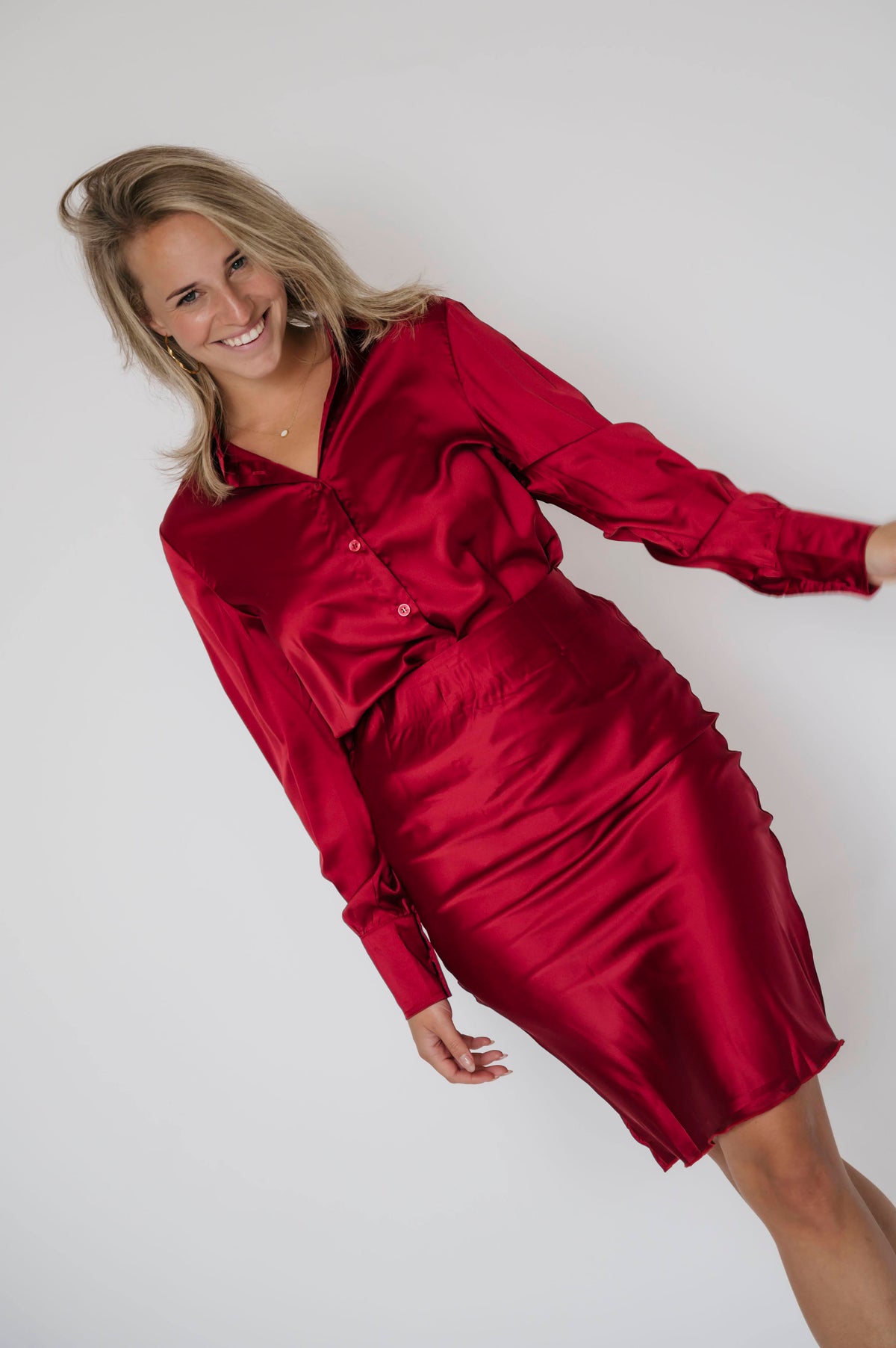 Stacey Satin Rok Bordeaux