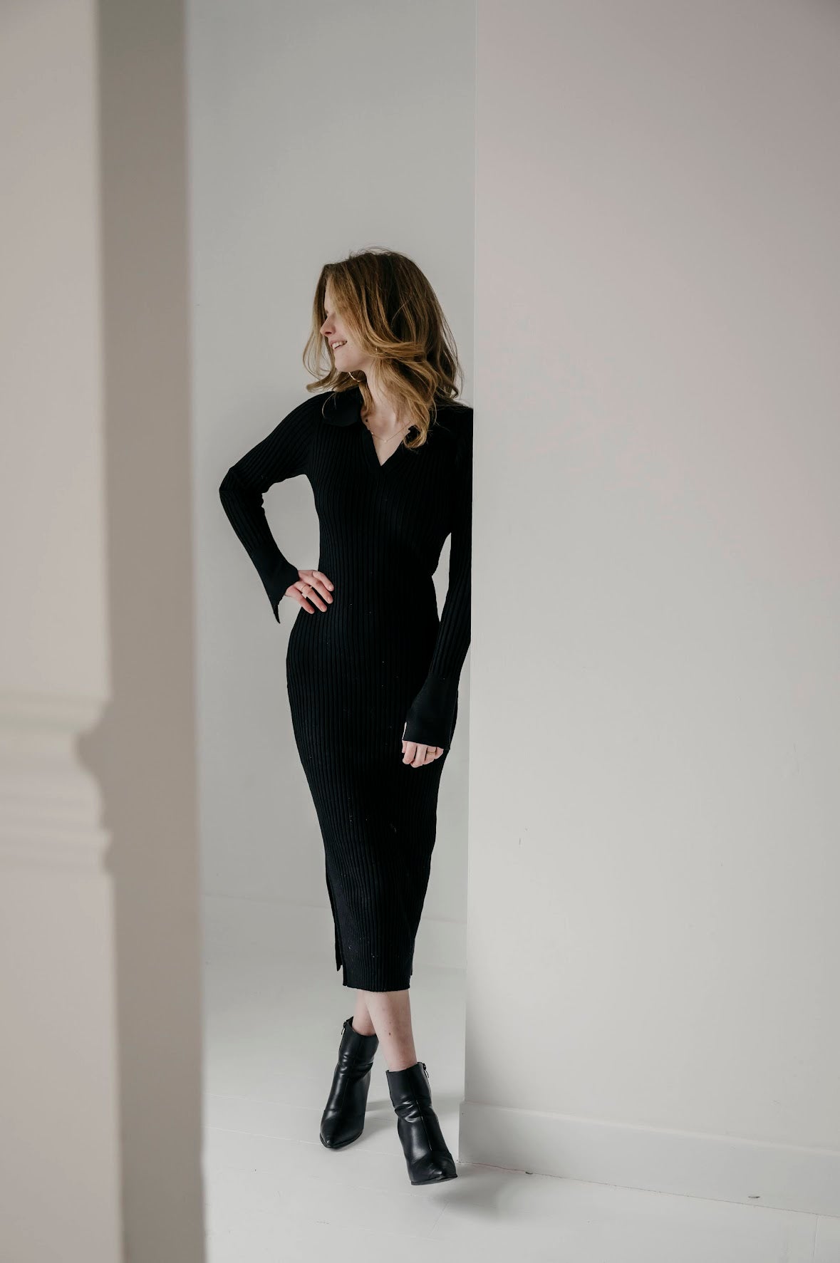 Maxi Jurk Knitted Wit