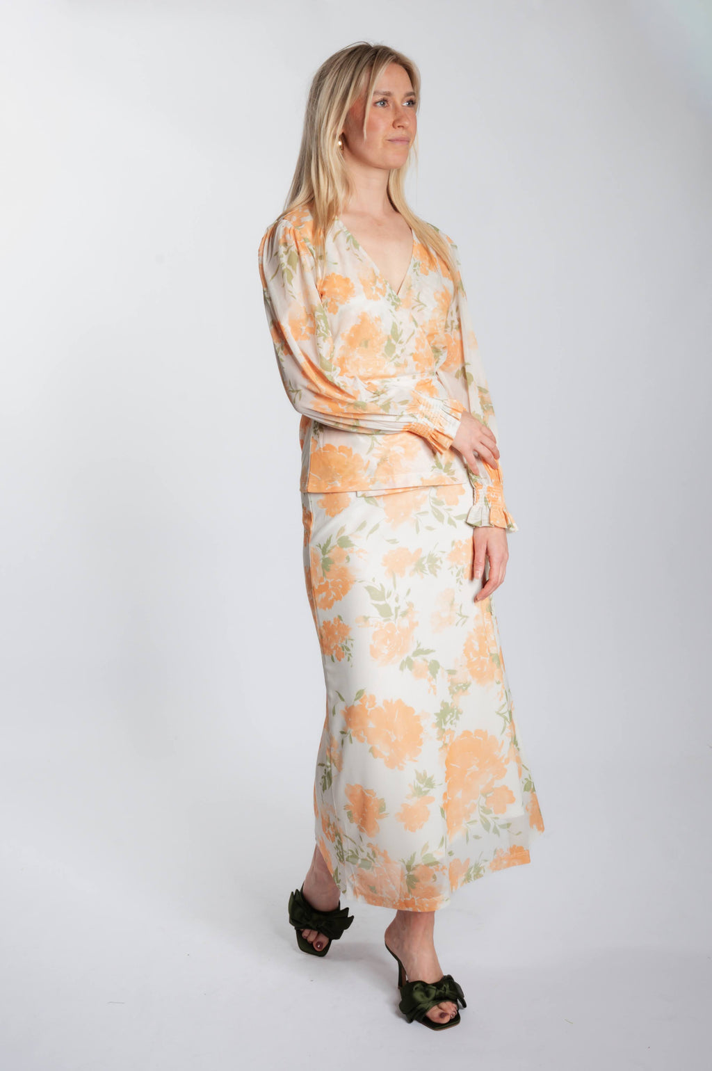 Wrap Top Floral Mesh - Vanilla Custard