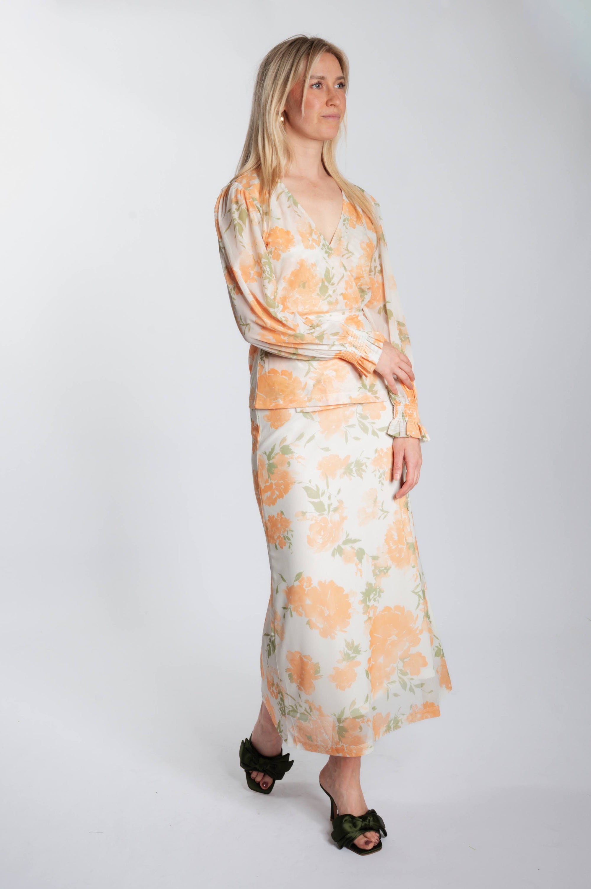 Wrap Top Floral Mesh - Vanilla Custard