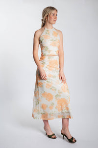 Maxi Skirt Floral Mesh - Vanilla Custard