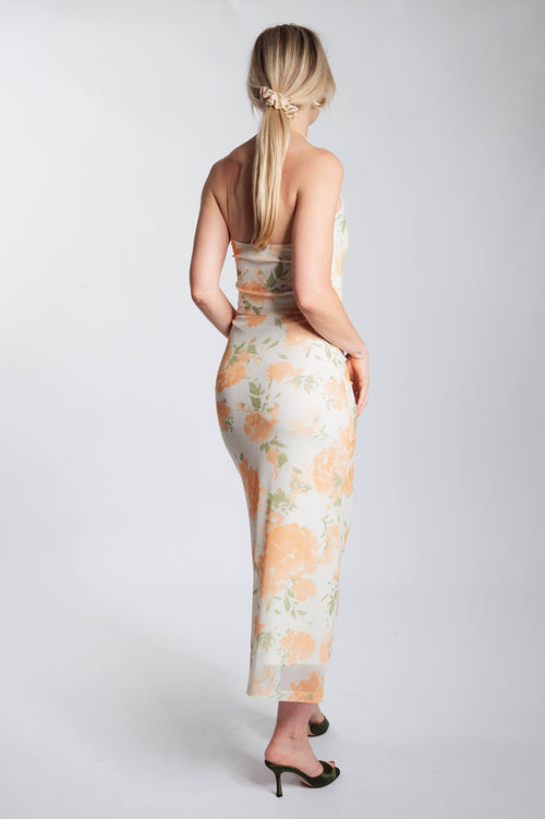 Maxi Skirt Floral Mesh - Vanilla Custard