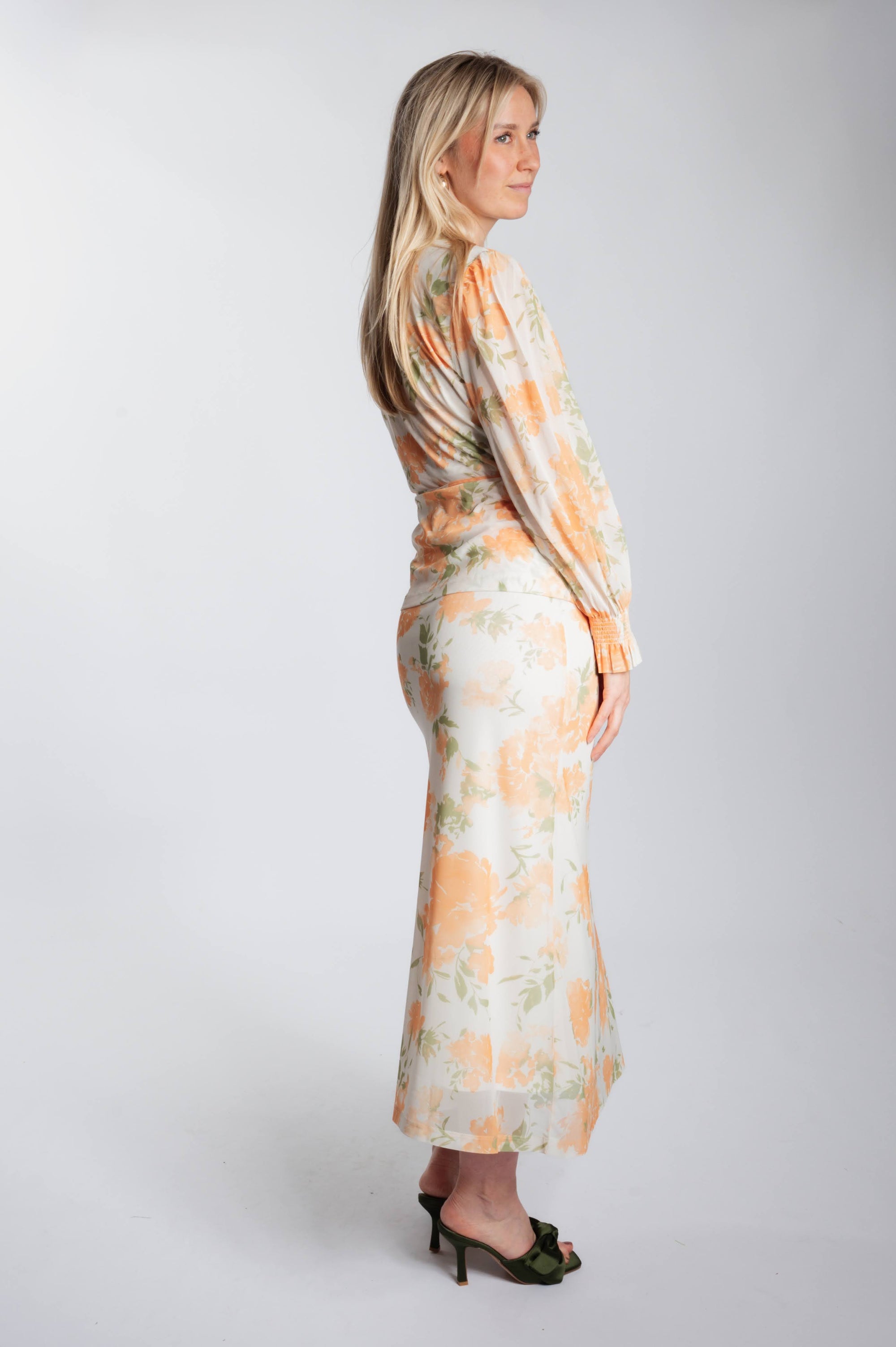 Maxi Skirt Floral Mesh - Vanilla Custard