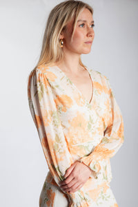 Wrap Top Floral Mesh - Vanilla Custard