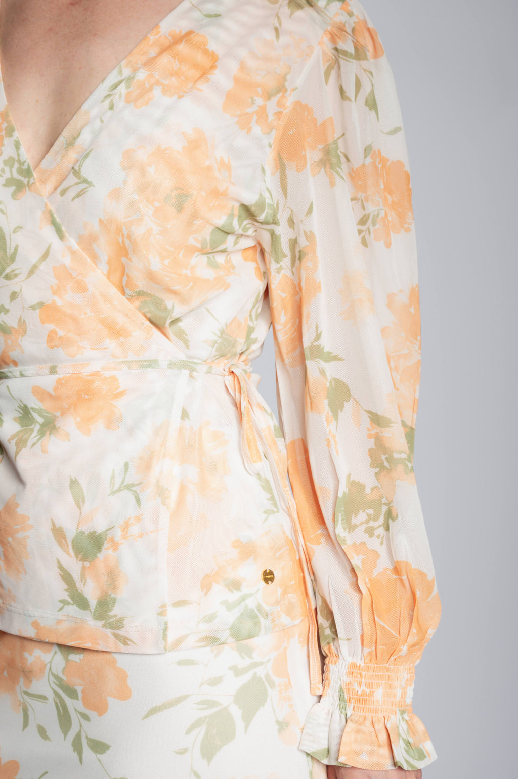 Wrap Top Floral Mesh - Vanilla Custard