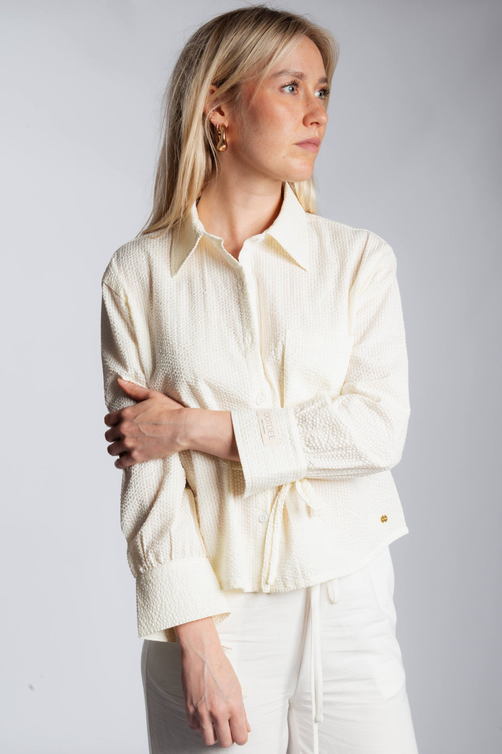 Bow Cuff Blouse - Ivory & Butter Yellow