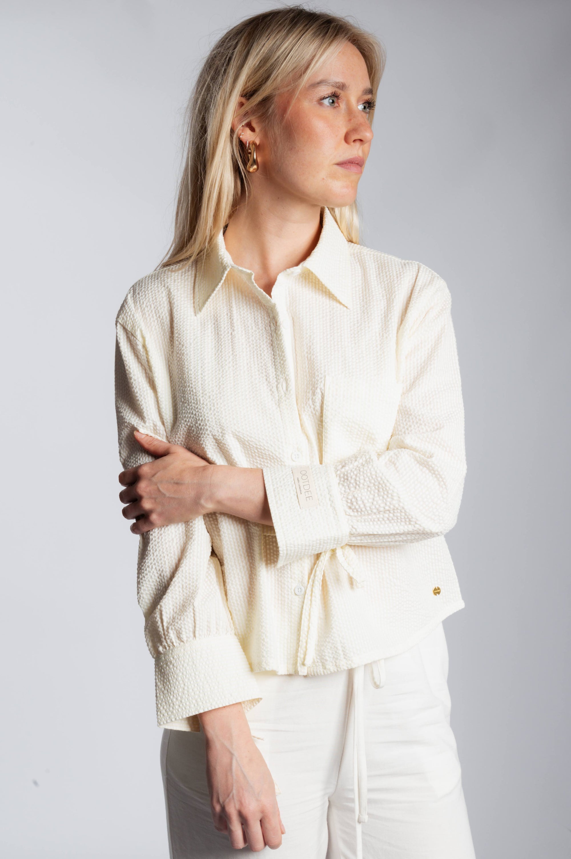 Bow Cuff Blouse - Ivory & Butter Yellow