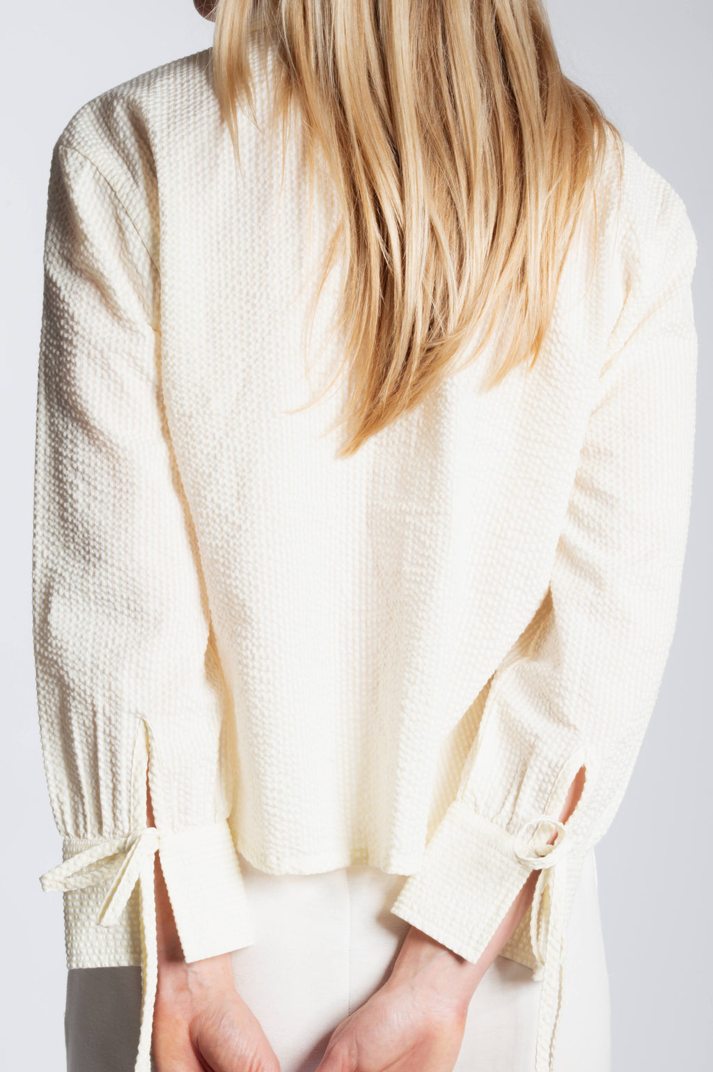 Bow Cuff Blouse - Ivory & Butter Yellow