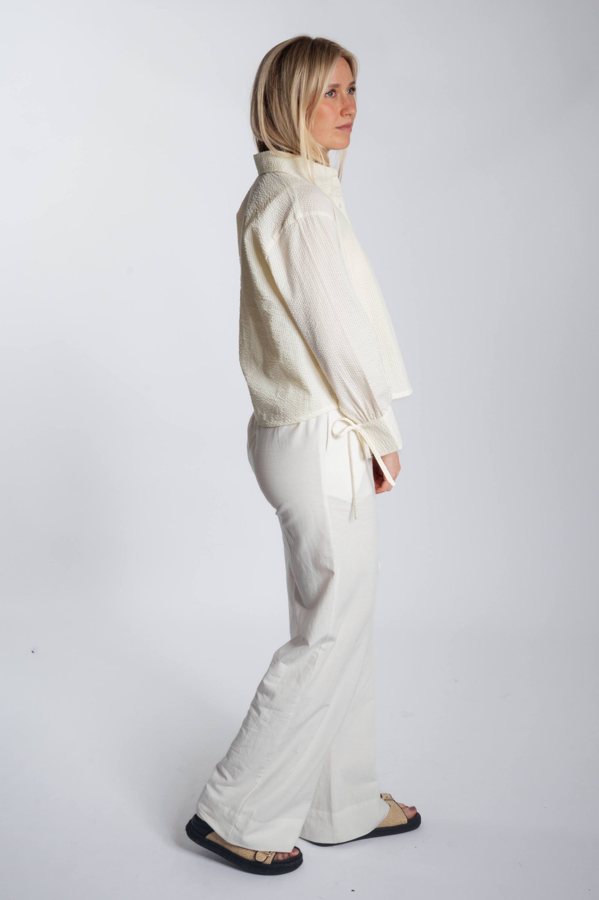 Bow Cuff Blouse - Ivory & Butter Yellow