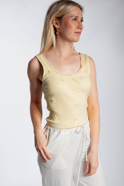 Bow Singlet - Butter Yellow
