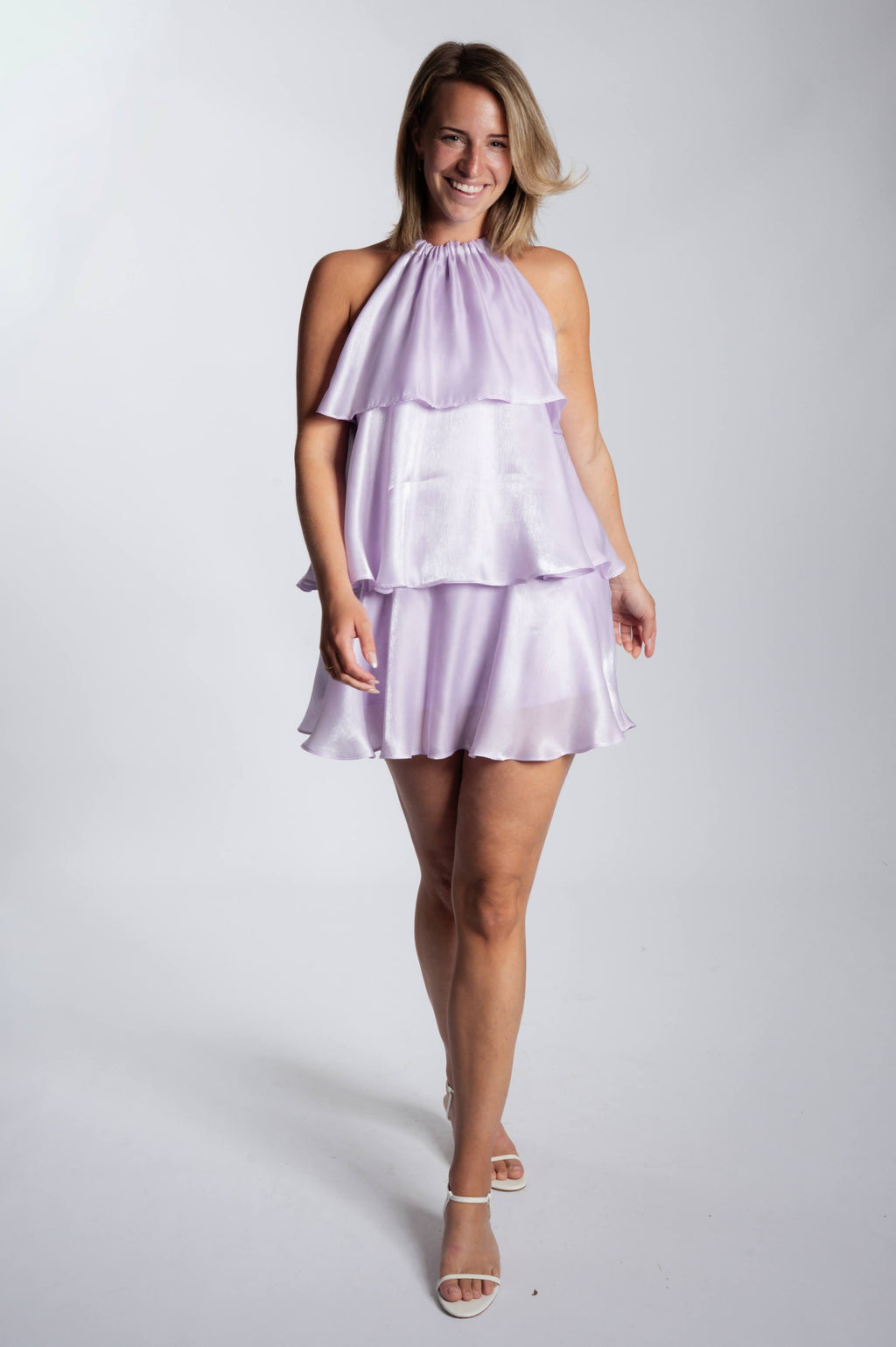 Layered Halter Dress - Shimmery Lavender