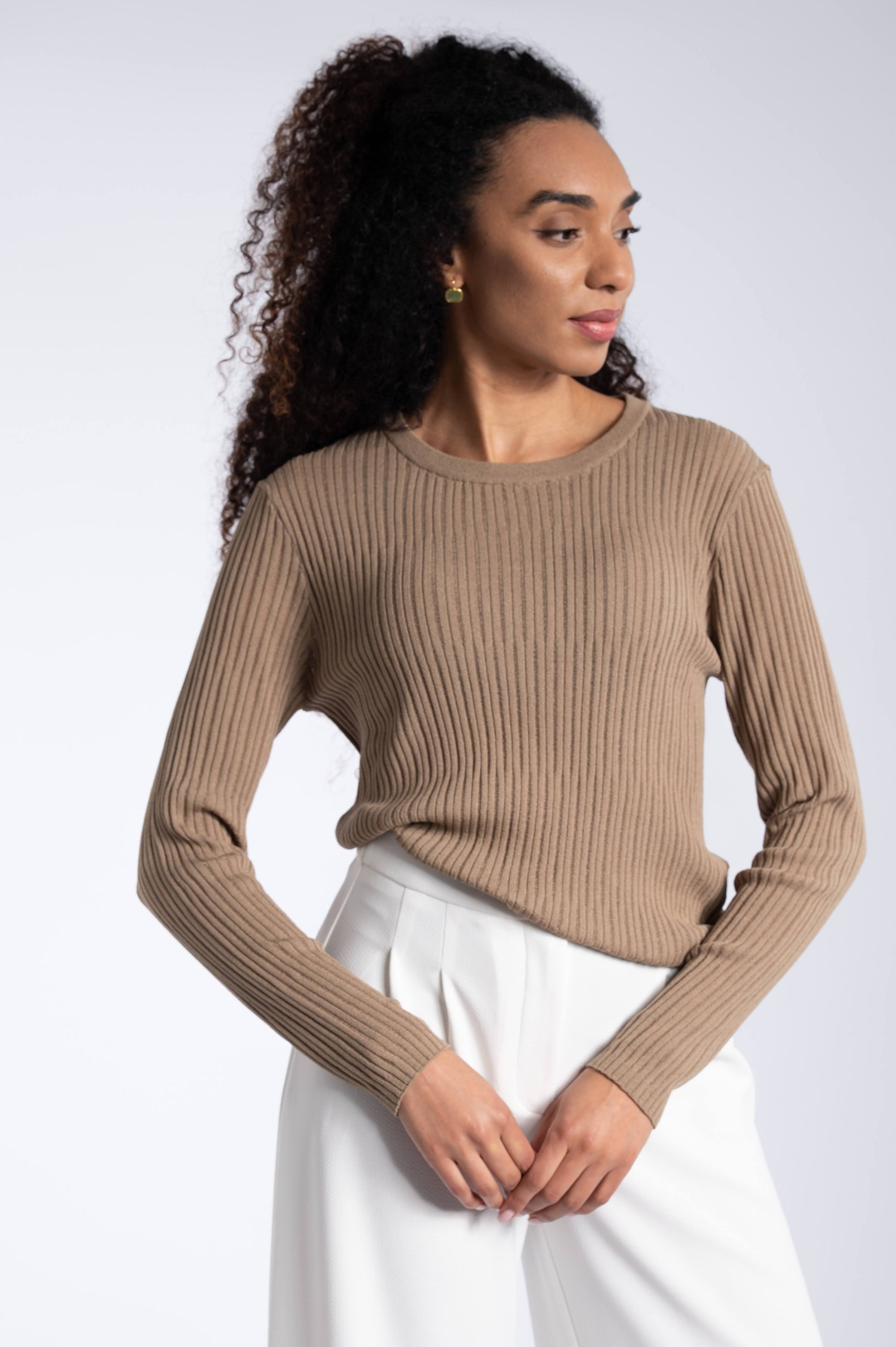 Rib Knit Longsleeve - Brown
