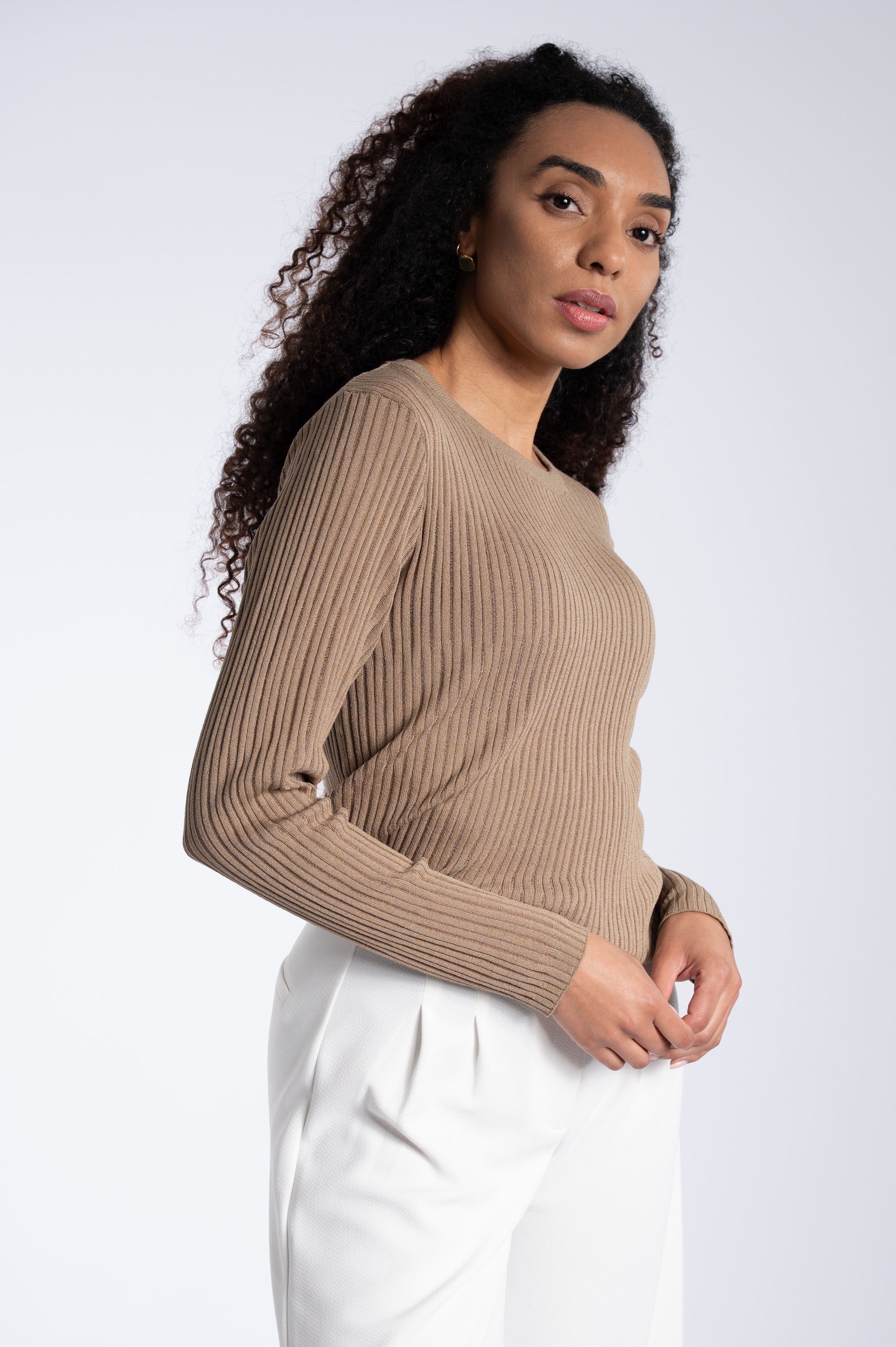 Rib Knit Longsleeve - Brown