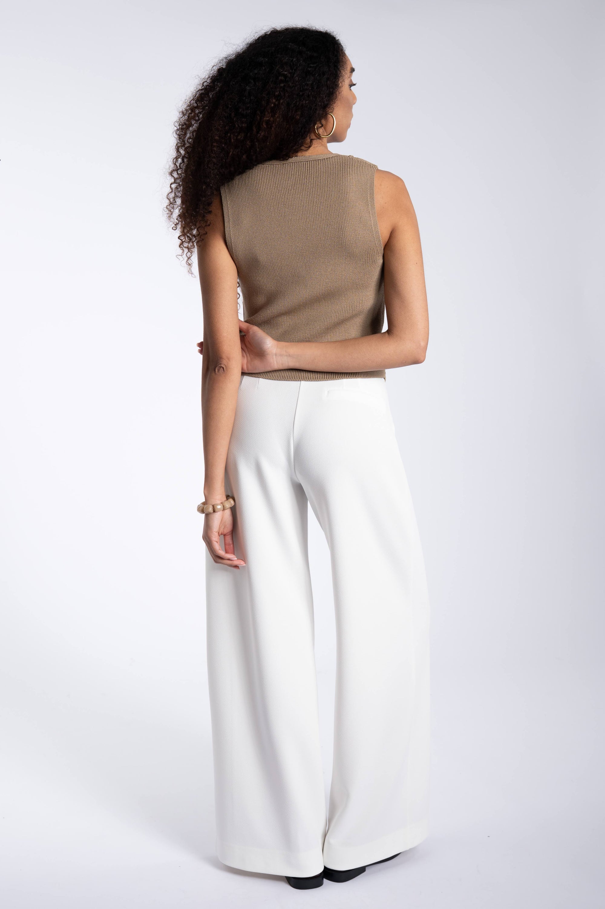 Knitted Gold Button Gilet - Brown