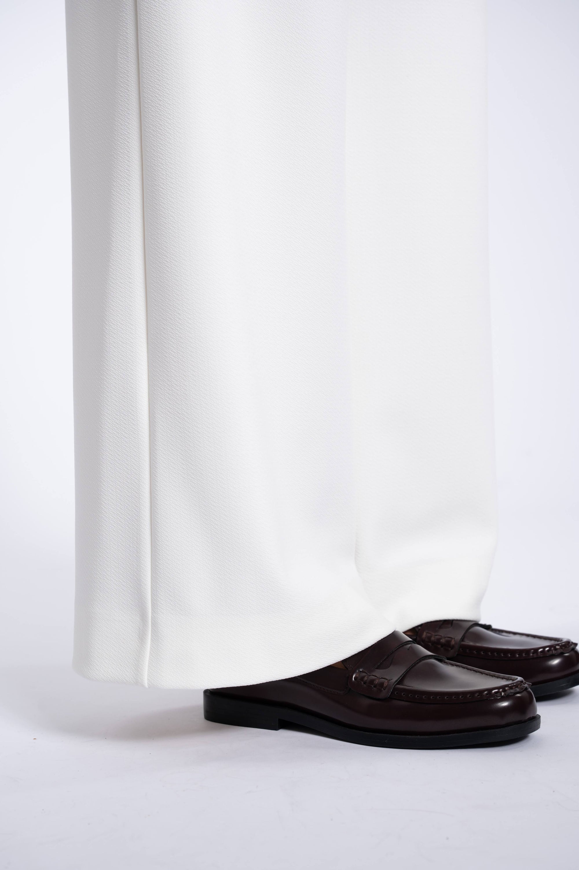 Tailored Wide Leg Trousers - Ecru