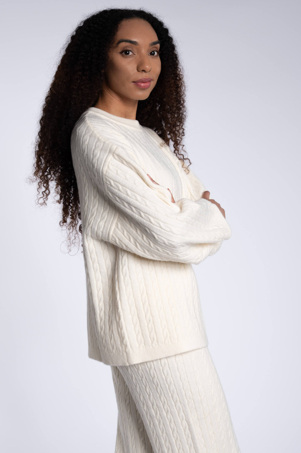 Cable Knitted Set Top - Ivory