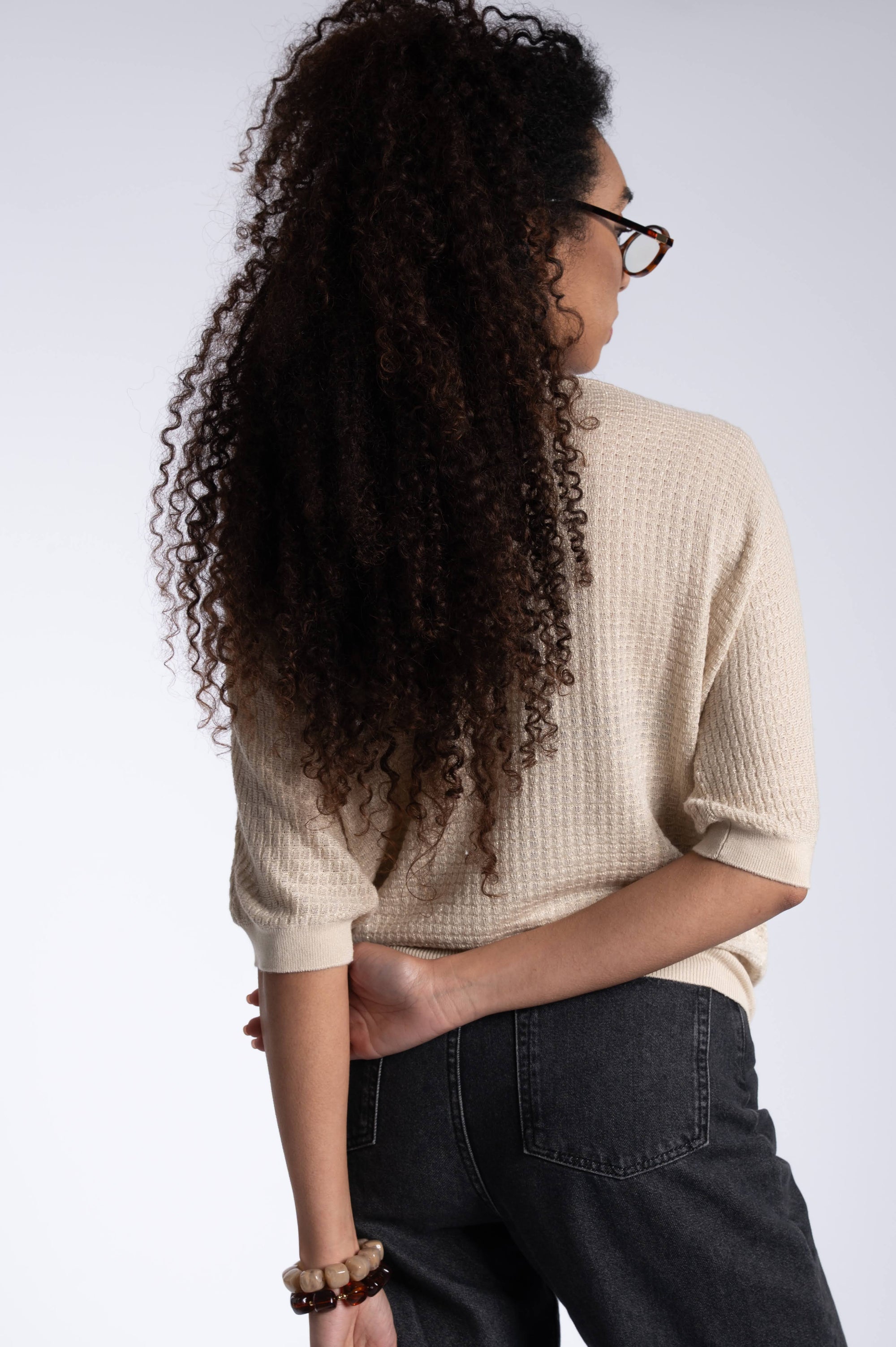 Shimmery Lurex Top - Beige