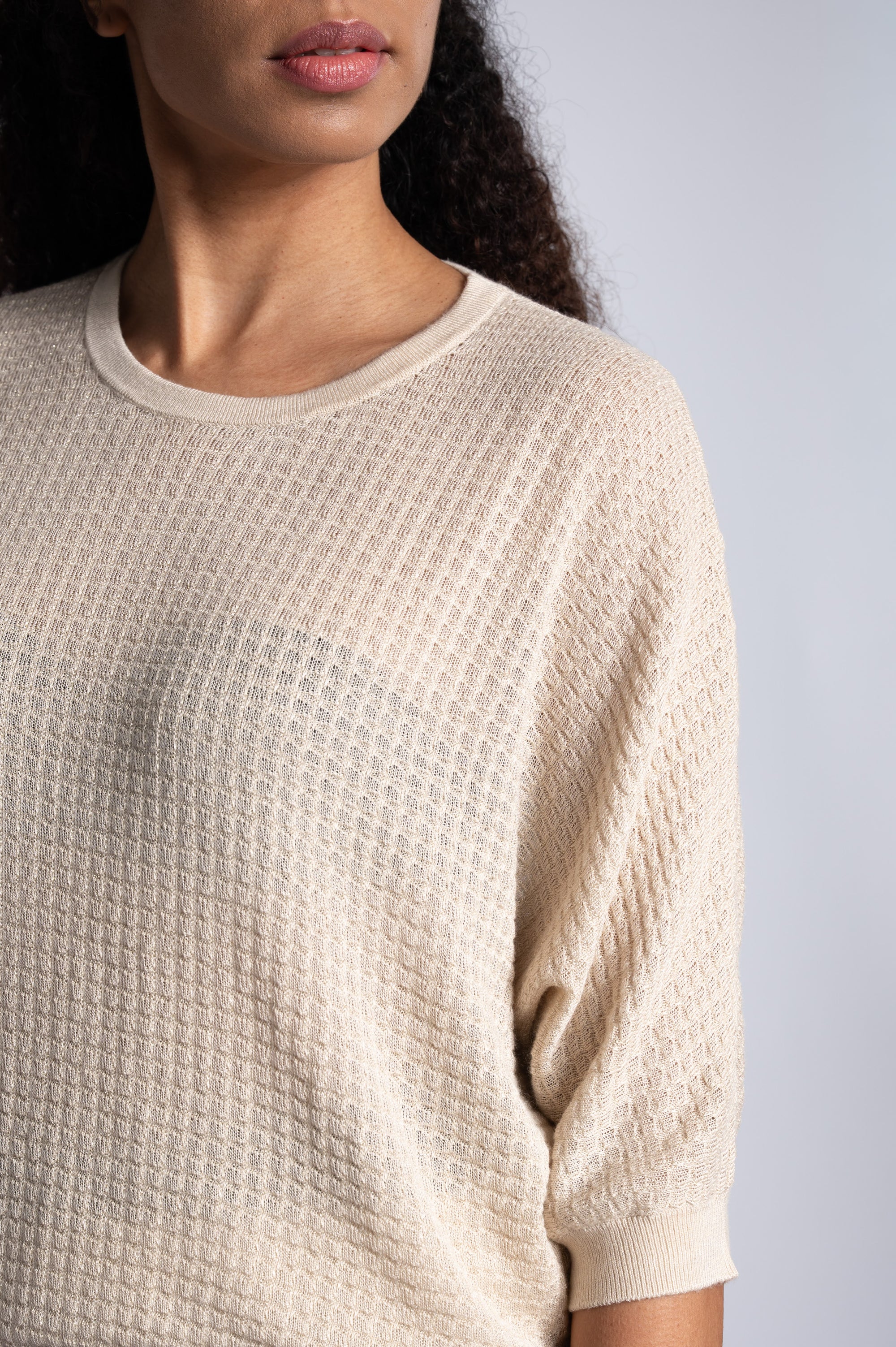 Shimmery Lurex Top - Beige