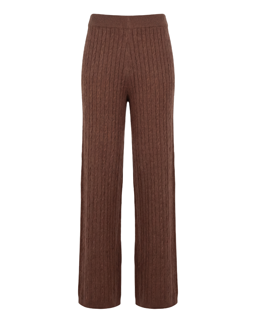 Cable Knitted Set Trousers - Chocolate Brown