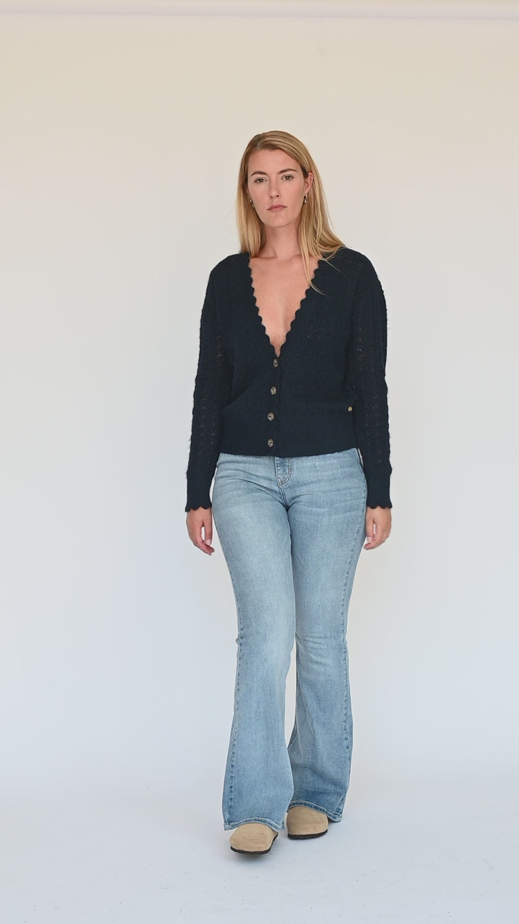 Laced in V Cardigan - Blue