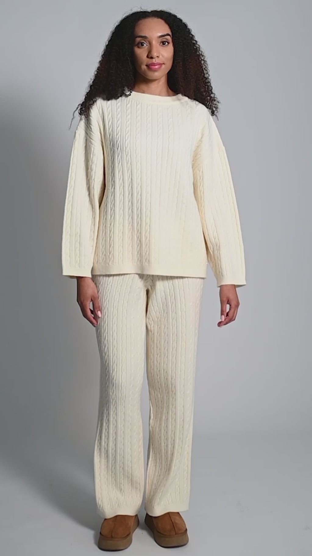 Cable Knitted Set Top - Ivory