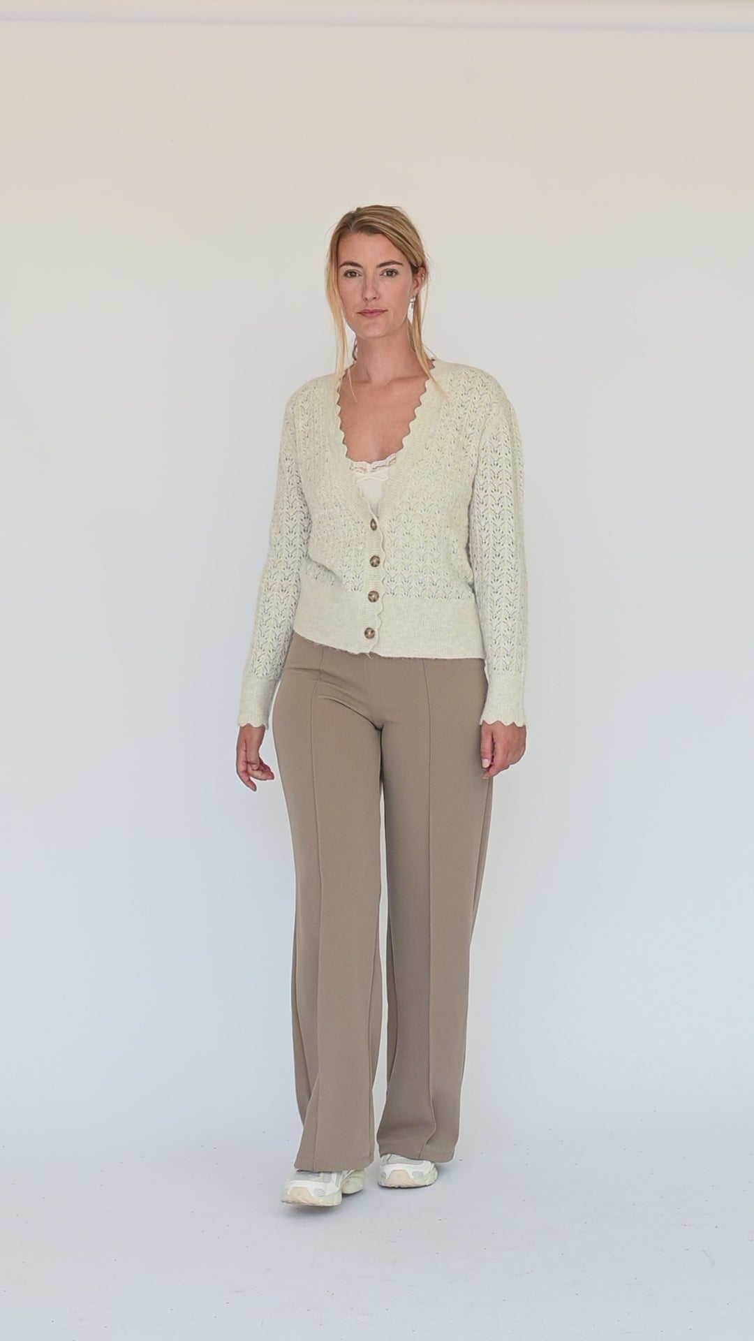 Laced in V Cardigan - Seashell