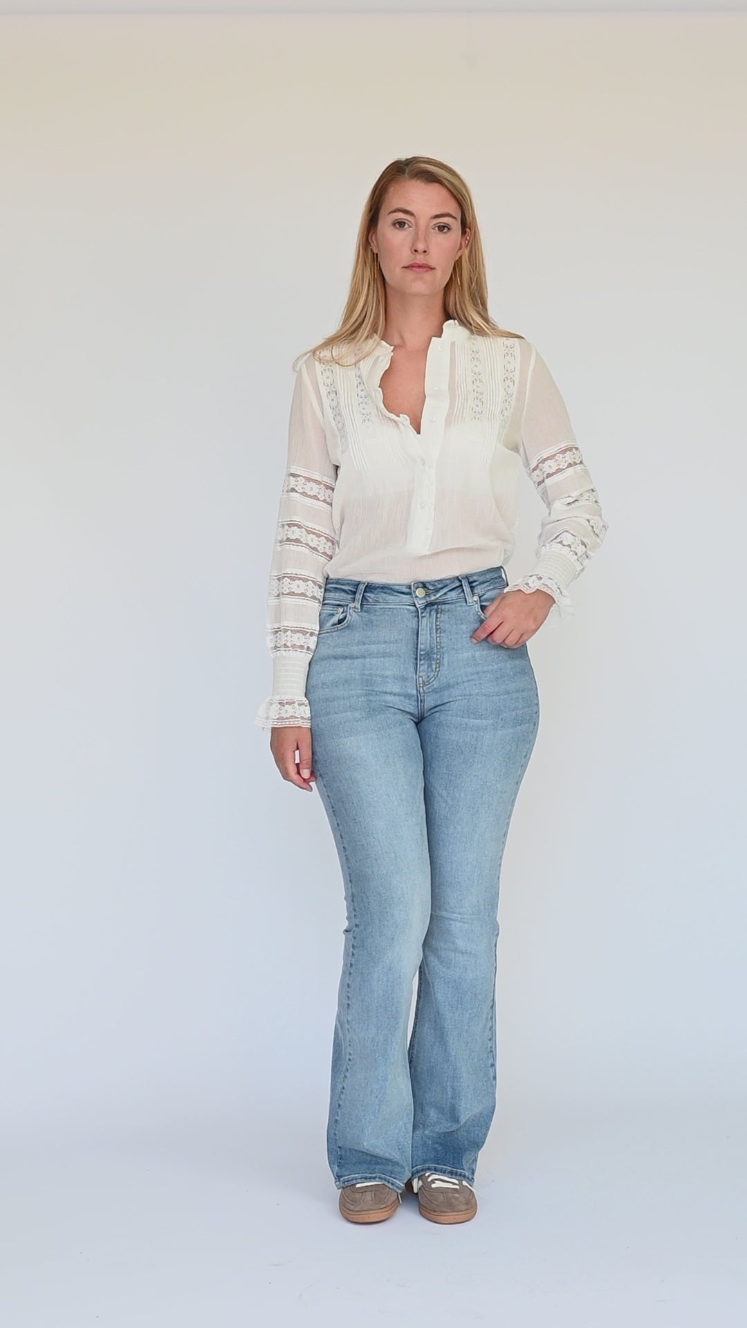 Laced Up Blouse - Seashell