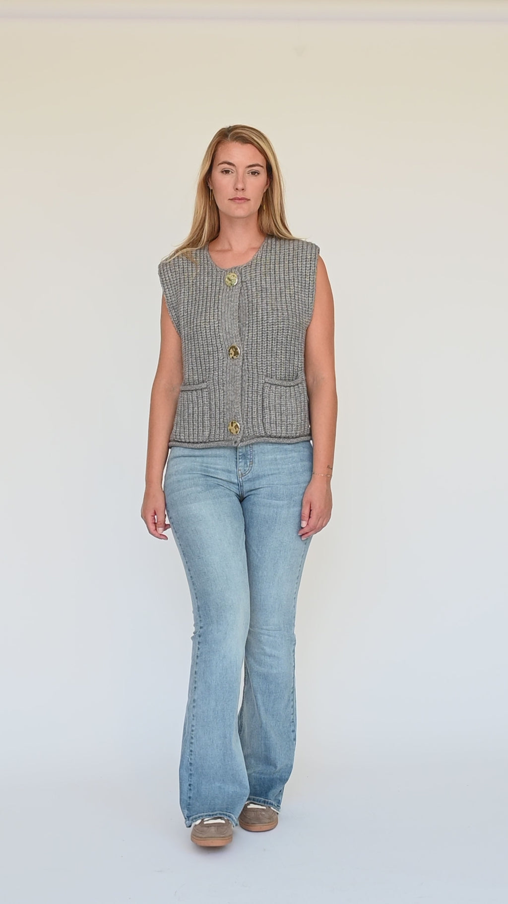 The Bold Button Gilet - Ash Grey