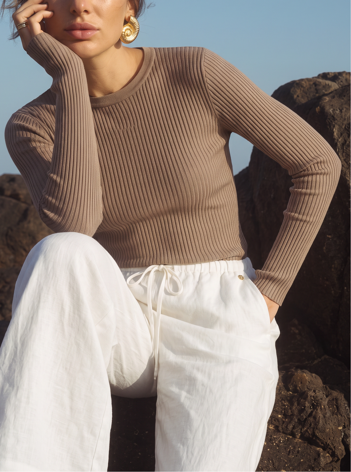 Rib Knit Longsleeve - Brown