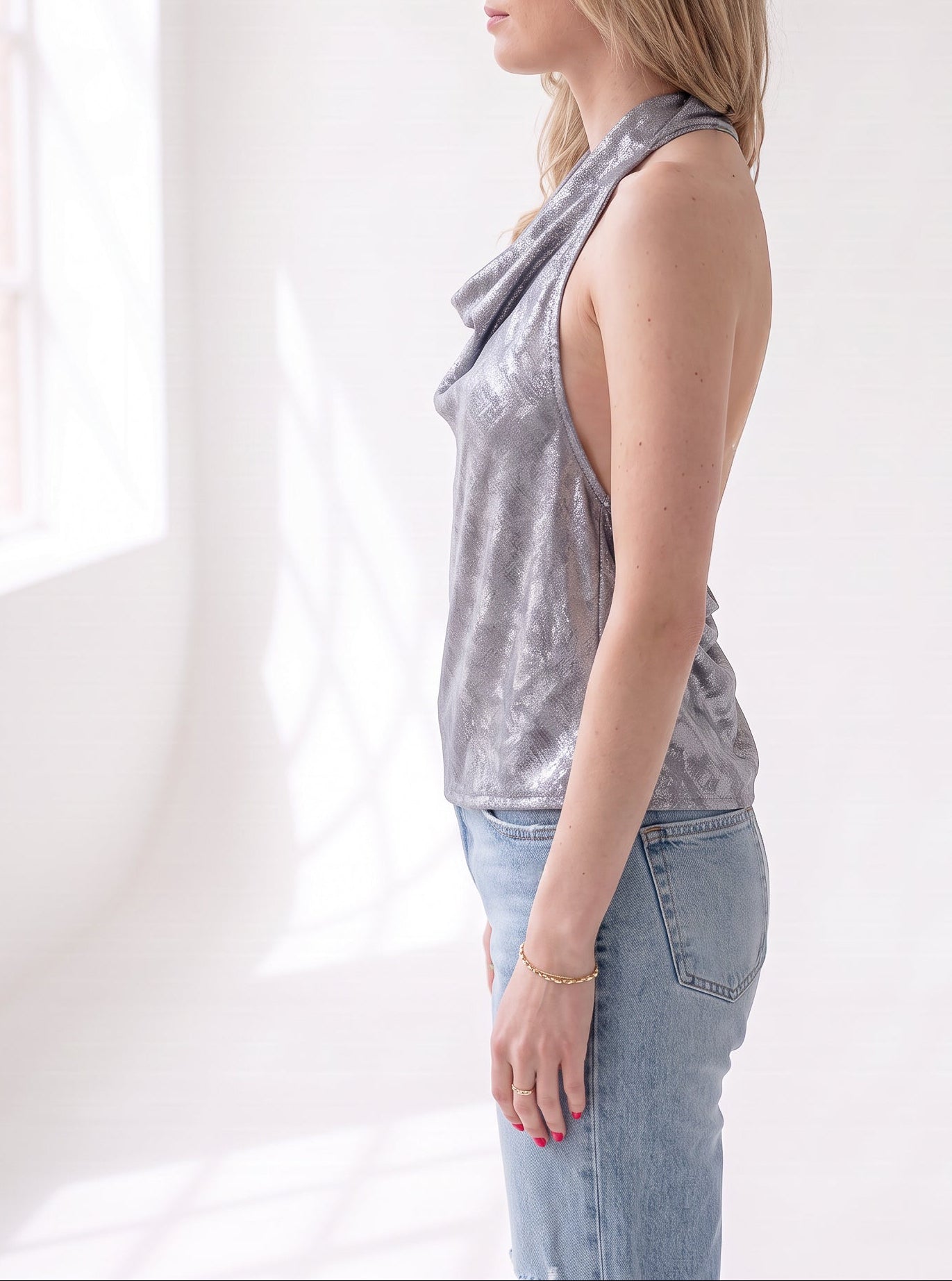 Waterfall Top - Shimmery Navy